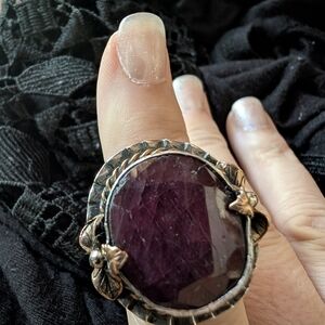Elegant Silver and Purple Statement Ring
